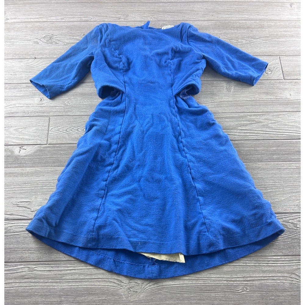 Vintage Mancini California Cobalt Blue Cutout Waist Button Back Dress 1525